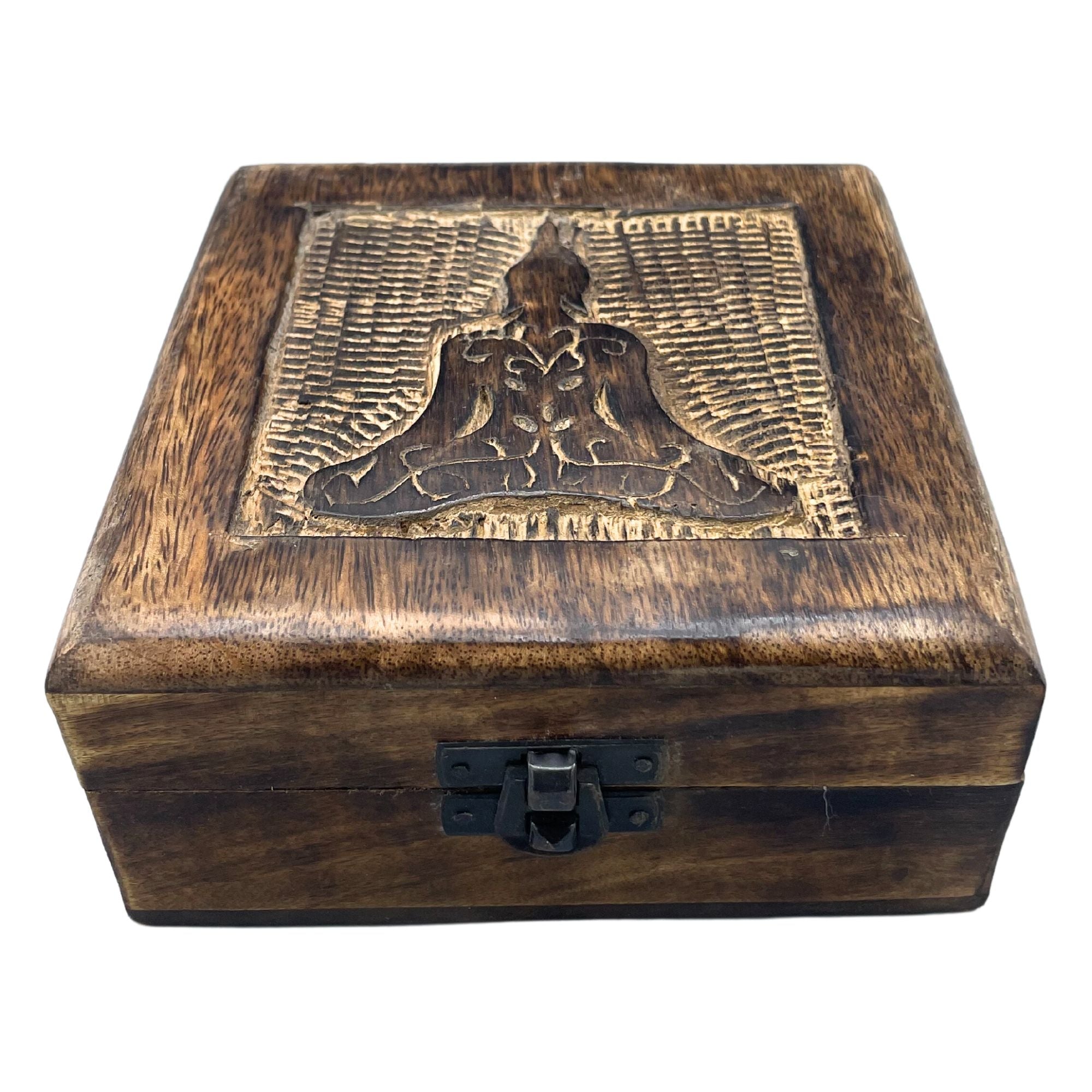 Scatola Portagioie Quadrata in Legno Buddha 13x13x6cm