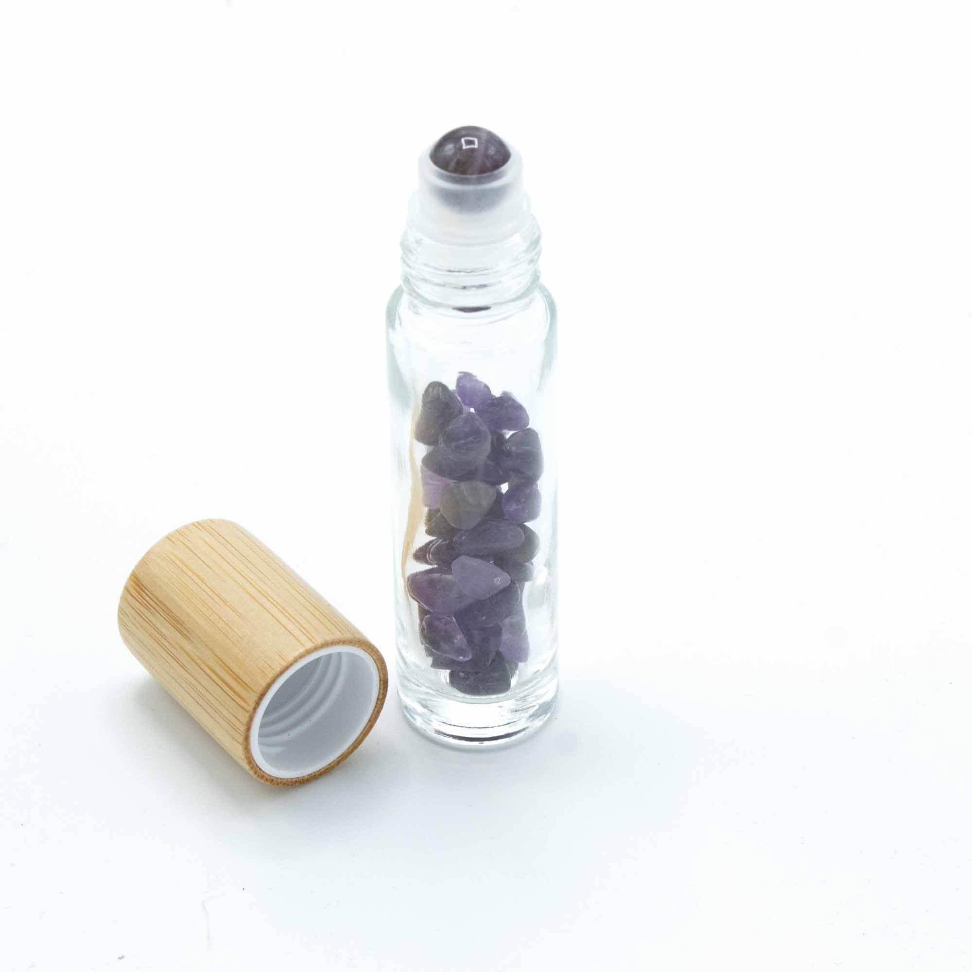 Roller Gemme Olio Essenziale - Ametista, Tappo di Legno