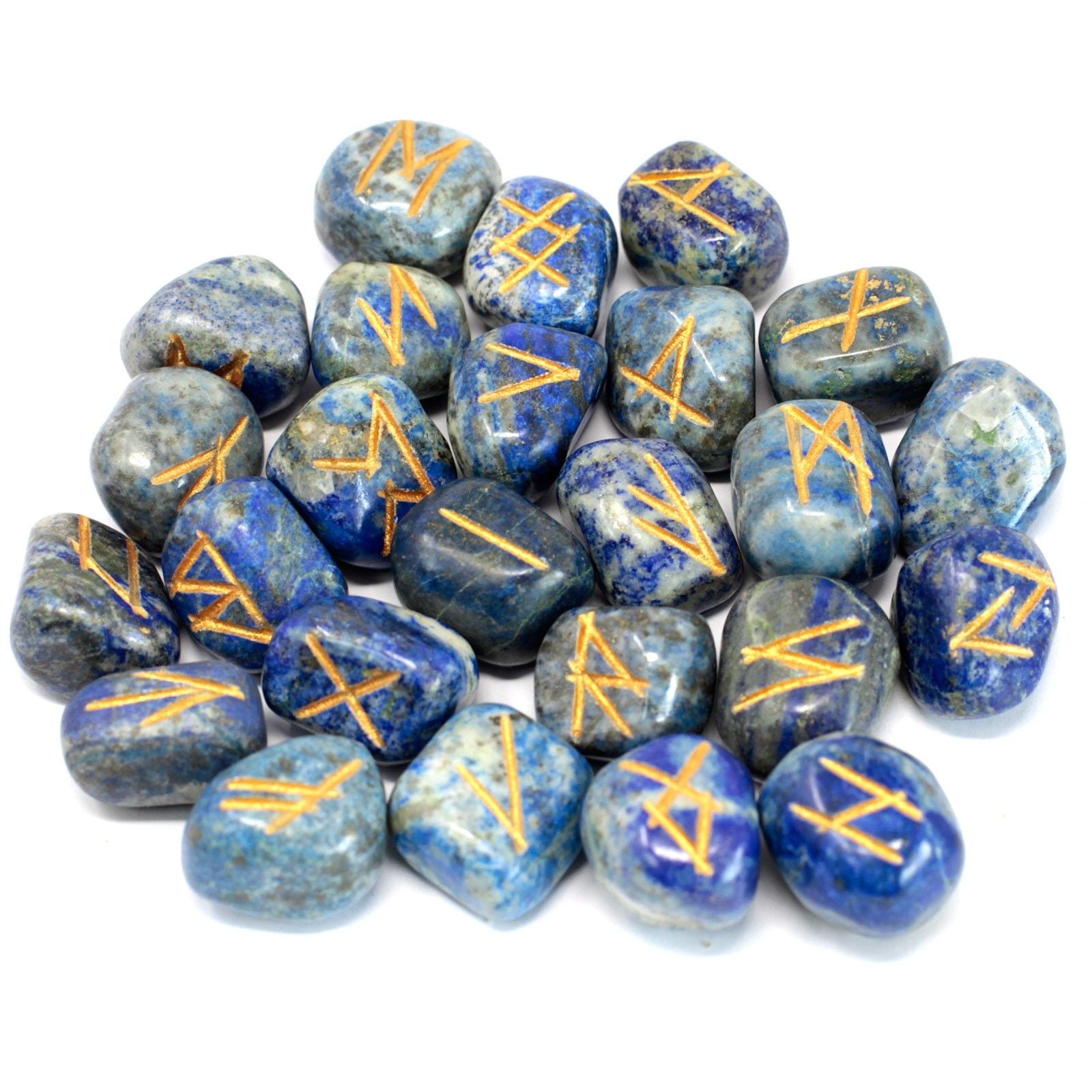 Set di Rune in Lapislazzuli con Sacchetto