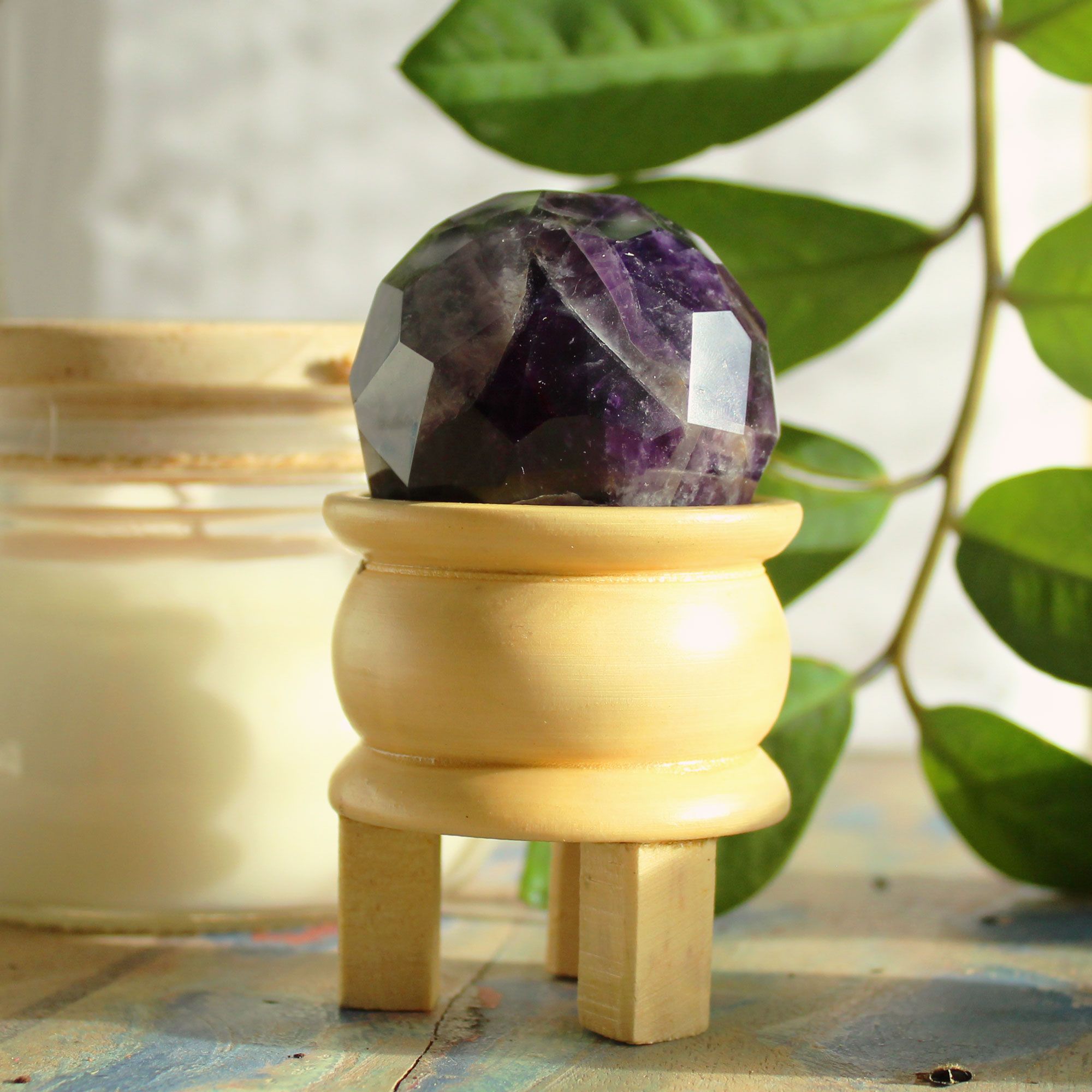 Sfera sfaccettata  con supporto - Ametista