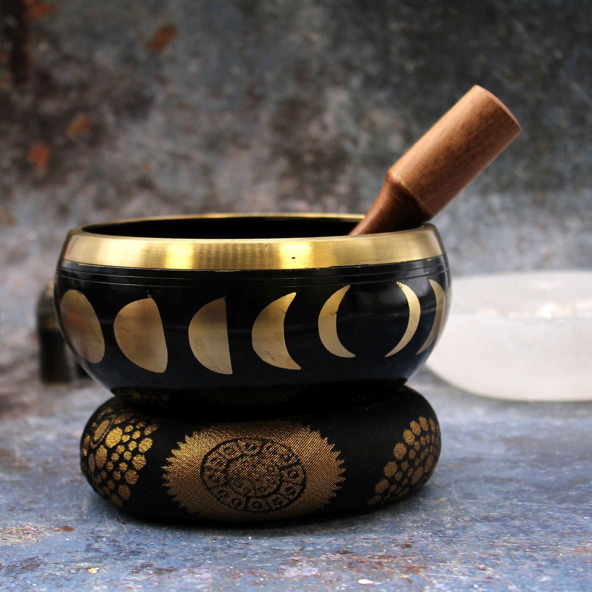 Set Campana Tibetana Fasi Lunari Nera 14cm