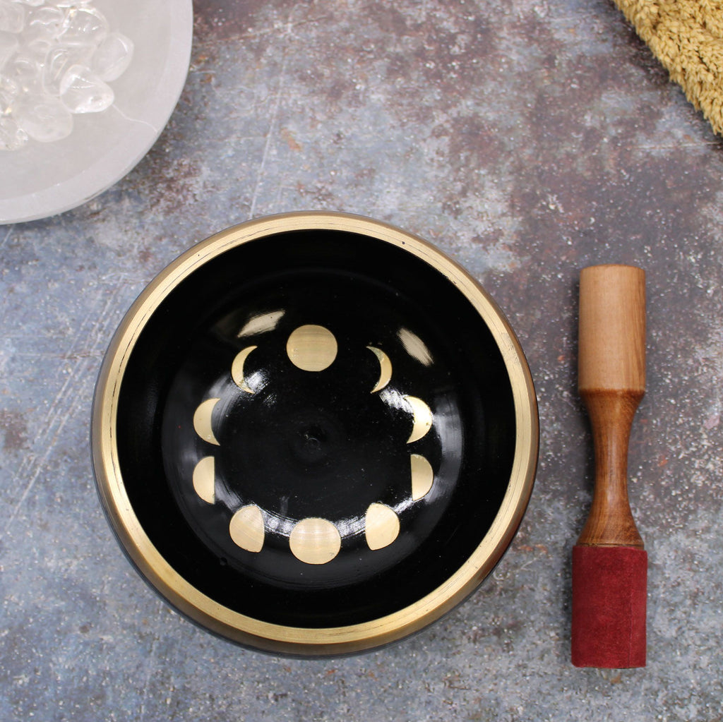 Set Campana Tibetana Fasi Lunari Nera 14cm