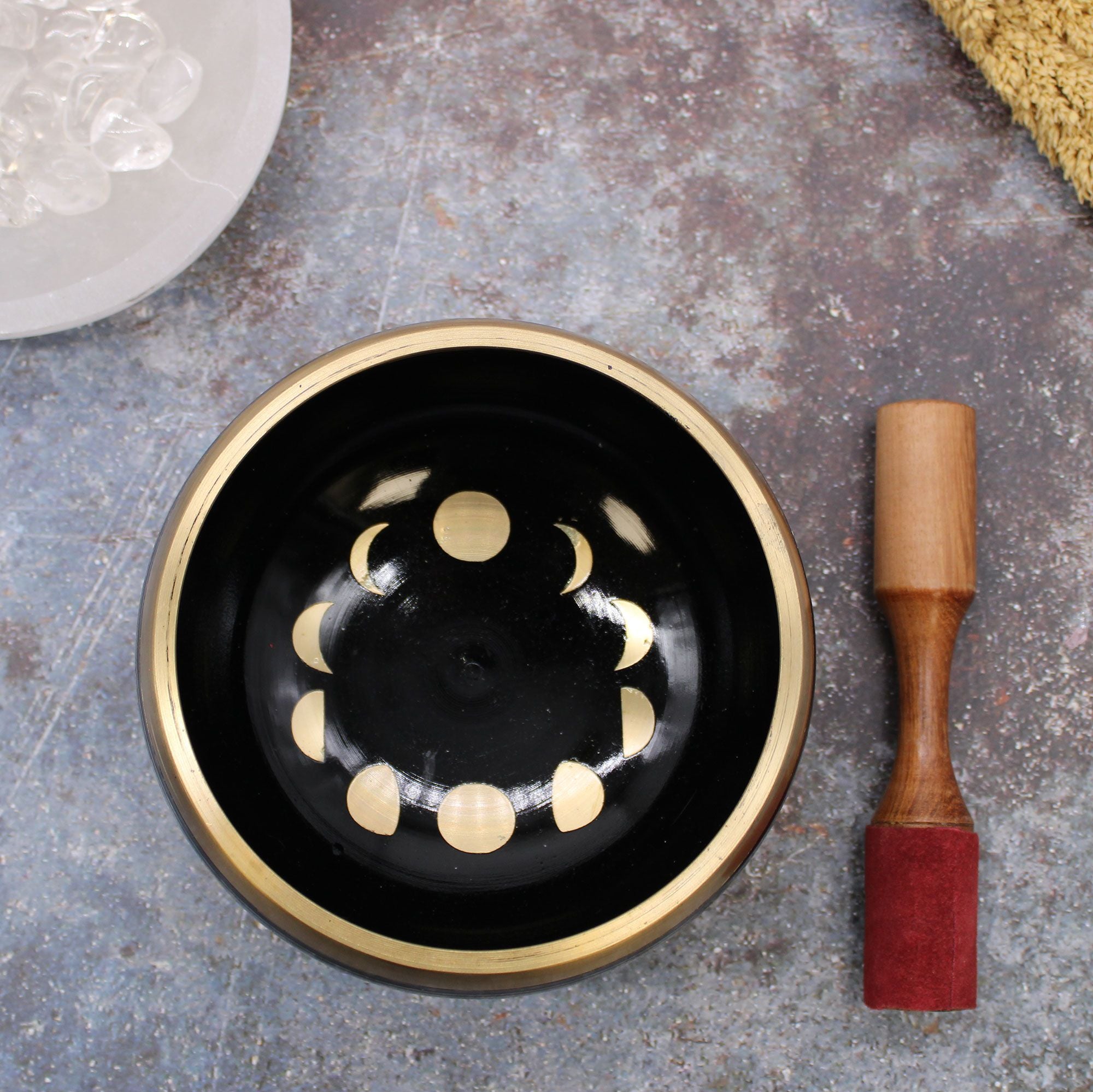 Set Campana Tibetana Fasi Lunari Nera 14cm