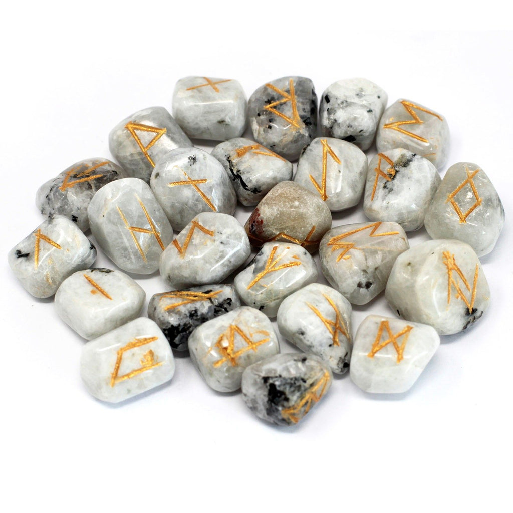 Set Rune in Sacchetto - Pietra di Luna Arcobaleno