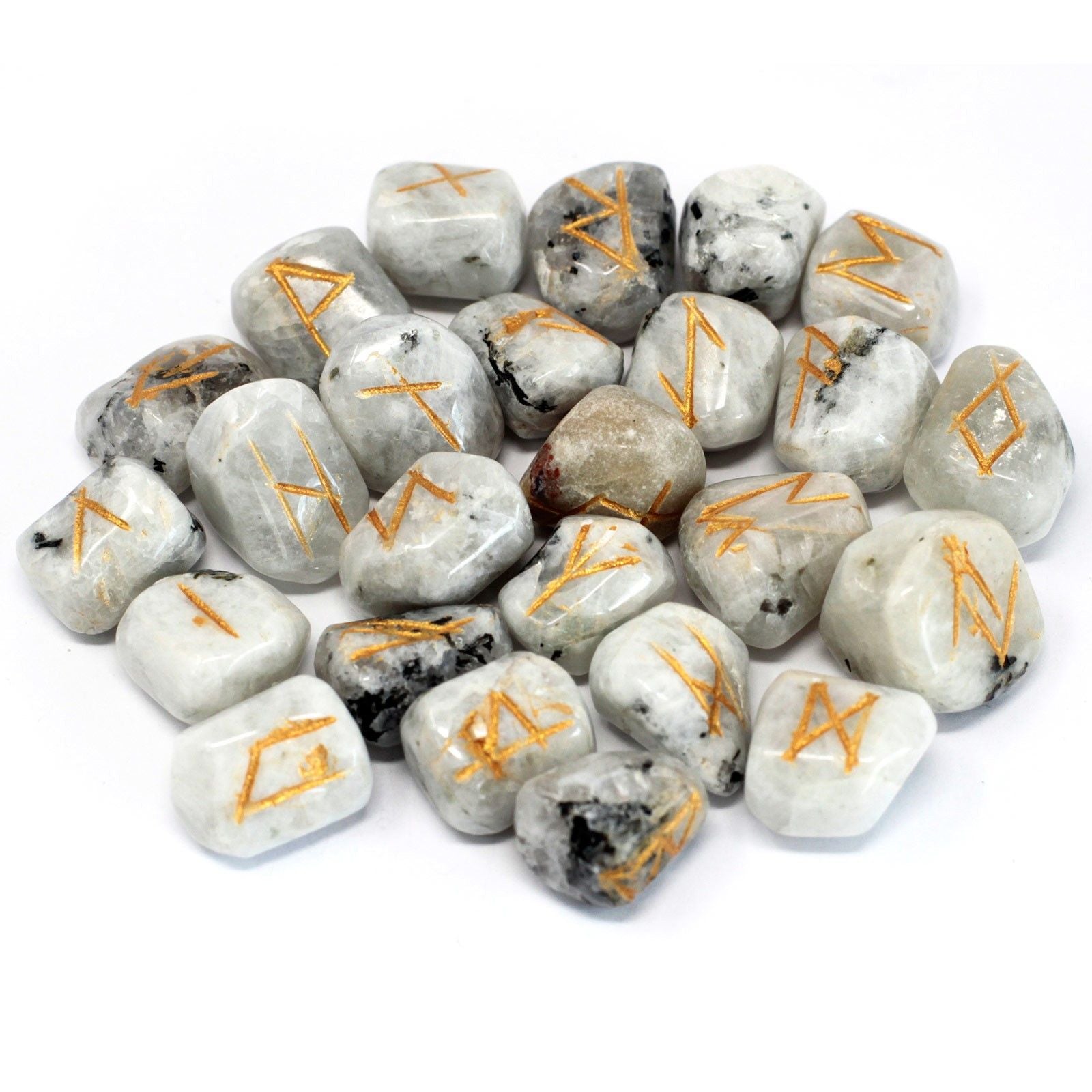 Set Rune in Sacchetto - Pietra di Luna Arcobaleno