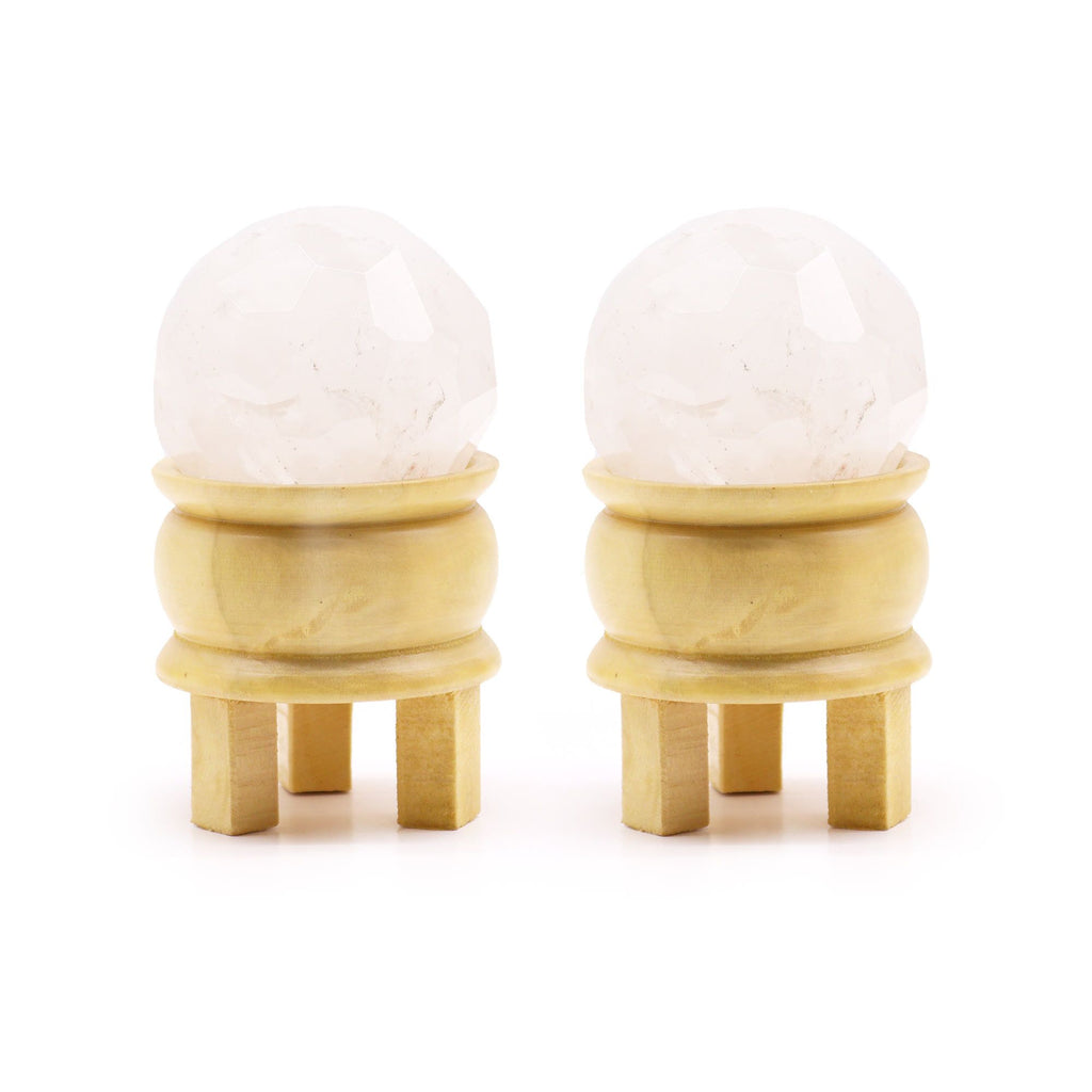 Sfera di Quarzo Sfaccettata con Supporto