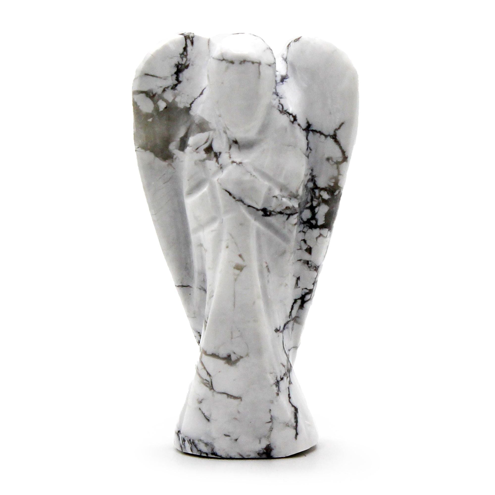Angelo scolpito a mano in Howlite Bianca