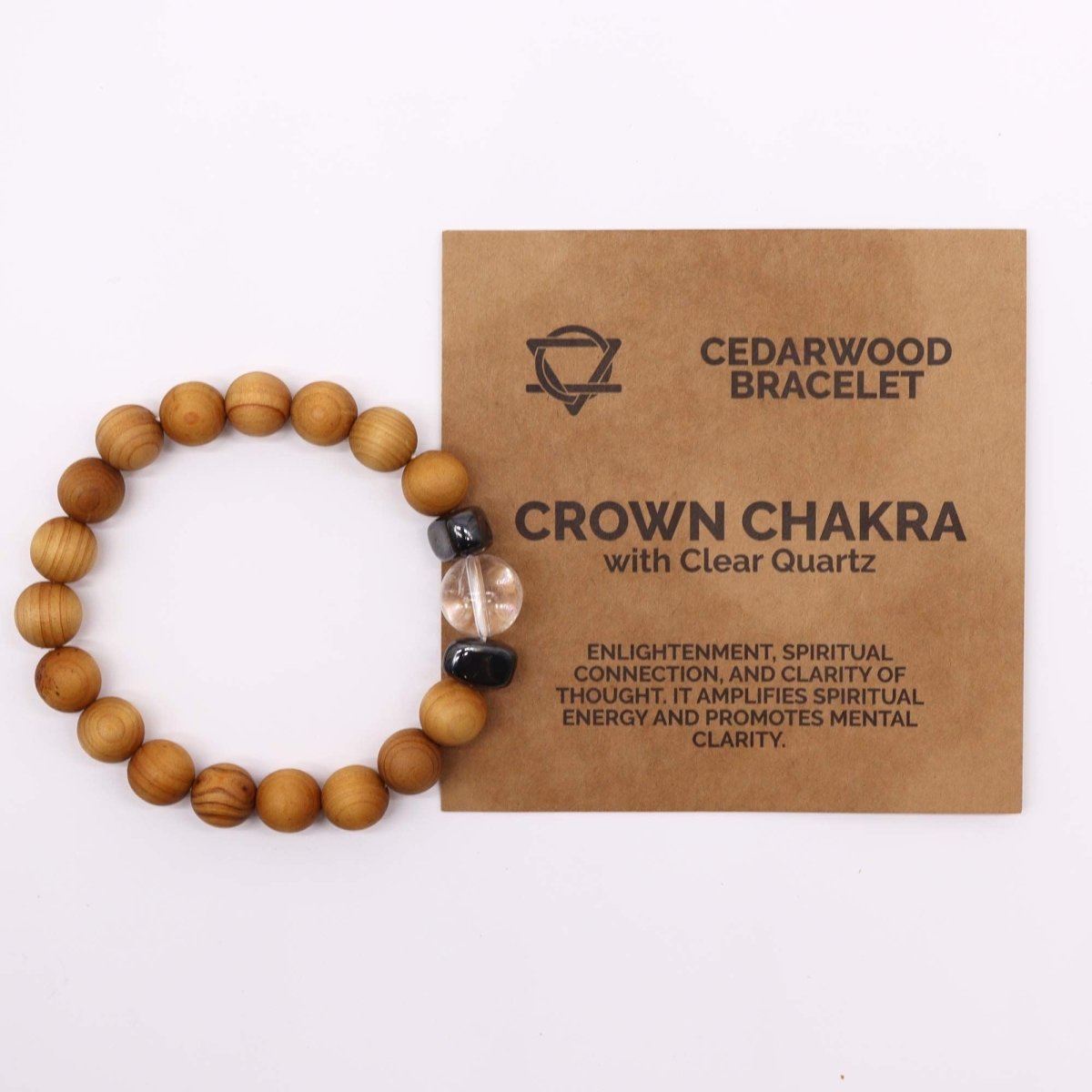 Bracciale Chakra Corona Legno Cedro e Quarzo - Aureth