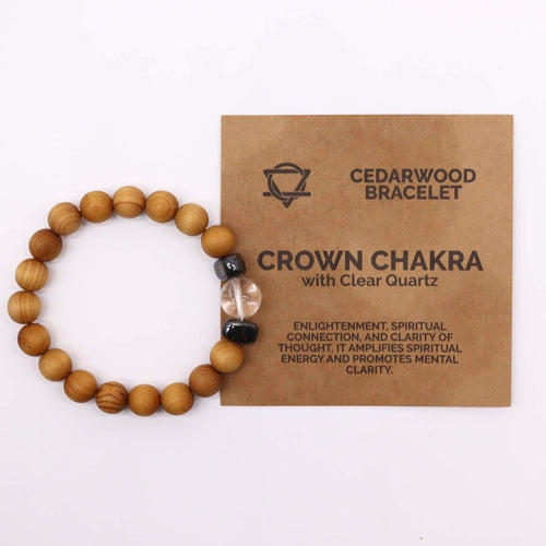Bracciale Chakra Corona Legno Cedro e Quarzo - Aureth