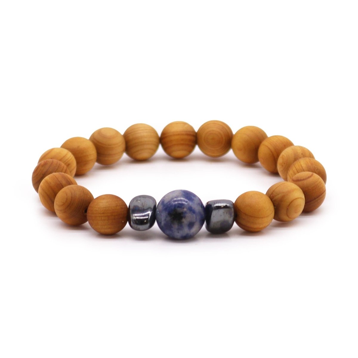 Bracciale Chakra Gola in Legno di Cedro e Sodalite - Aureth