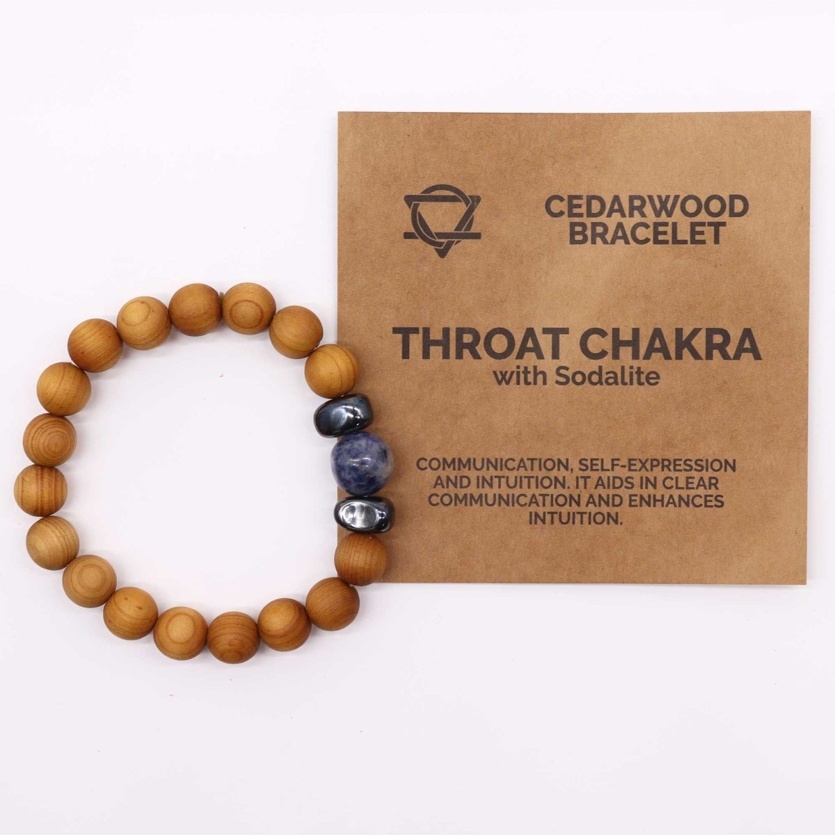Bracciale Chakra Gola in Legno di Cedro e Sodalite - Aureth