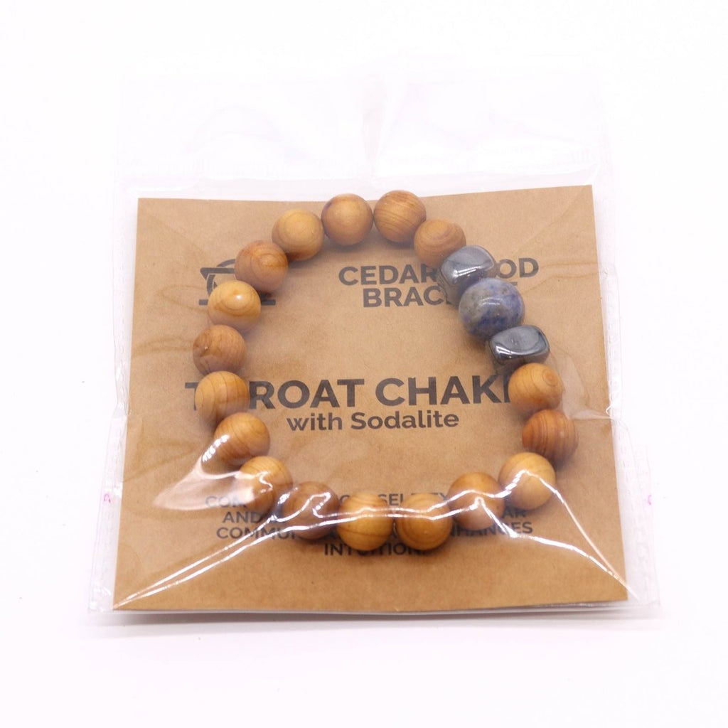 Bracciale Chakra Gola in Legno di Cedro e Sodalite - Aureth