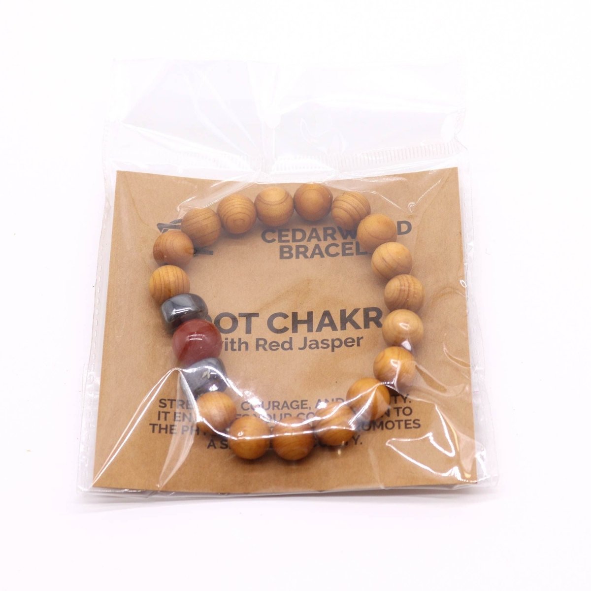 Bracciale Chakra Radice in Cedro con Diaspro Rosso - Aureth