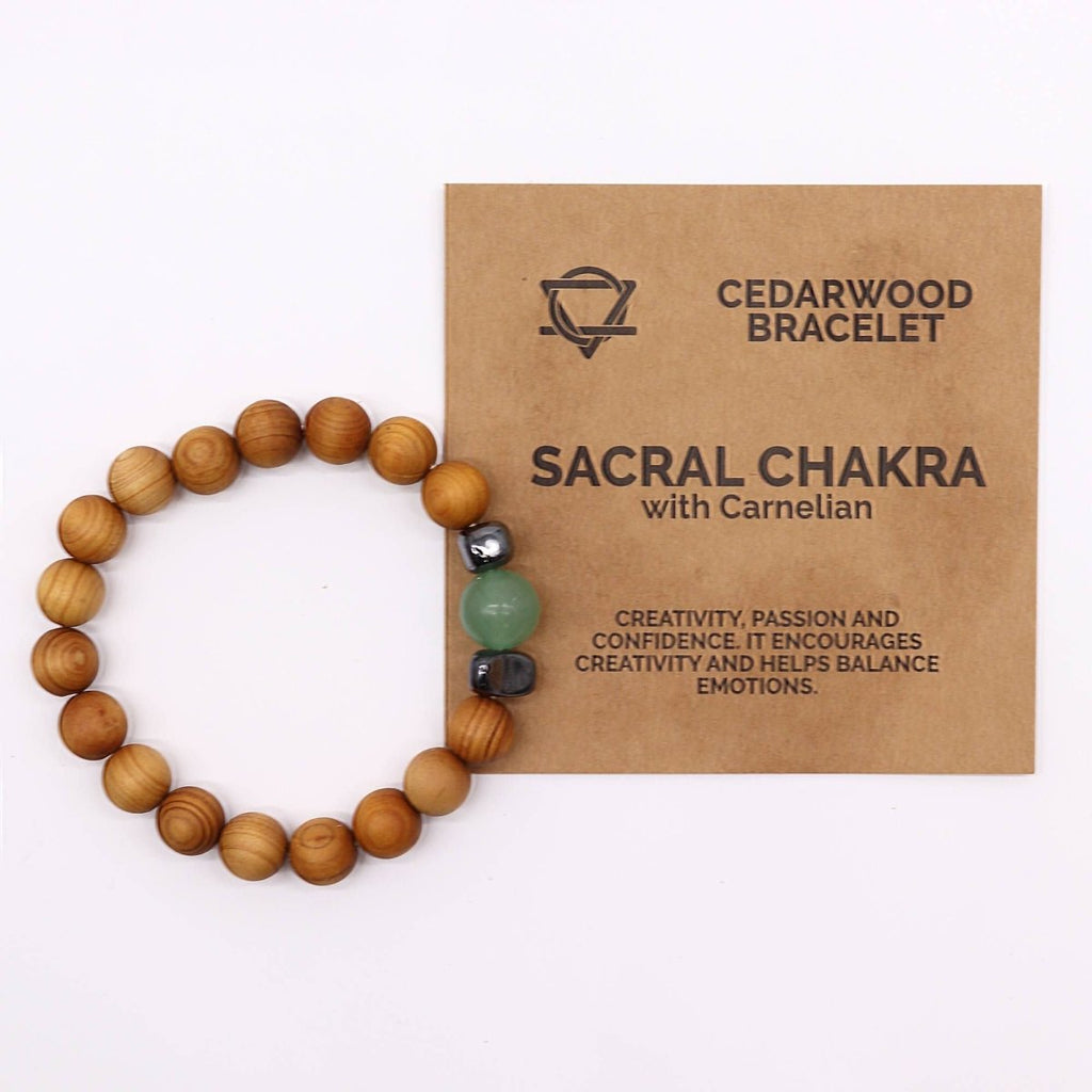 Bracciale Chakra Sacrale Legno e Avventurina - Aureth