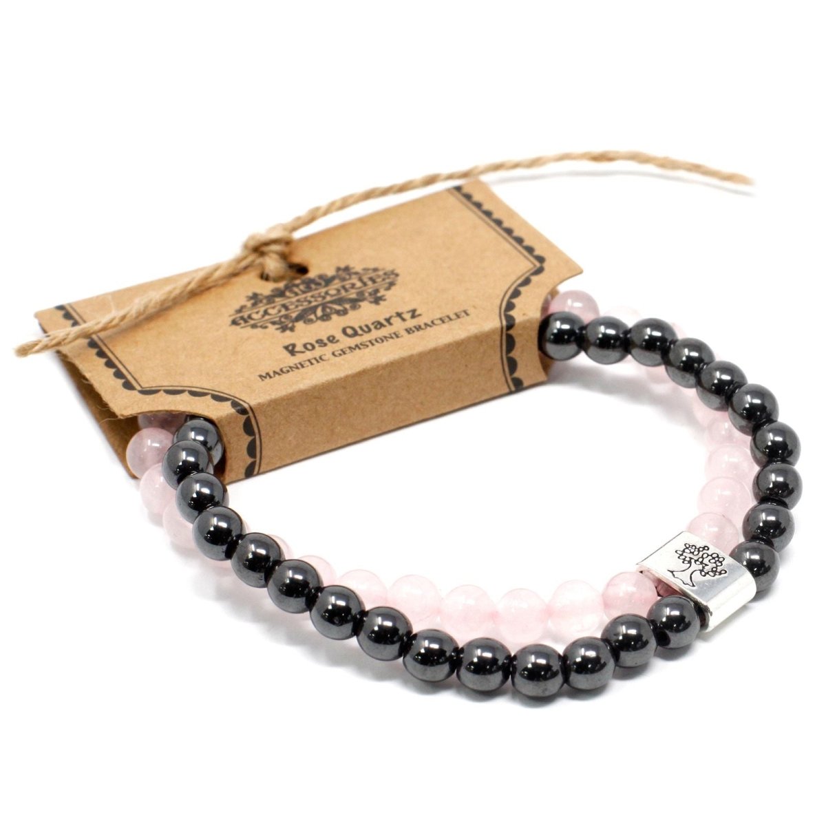 Bracciale Magnetico con Gemme - Quarzo Rosa - Aureth