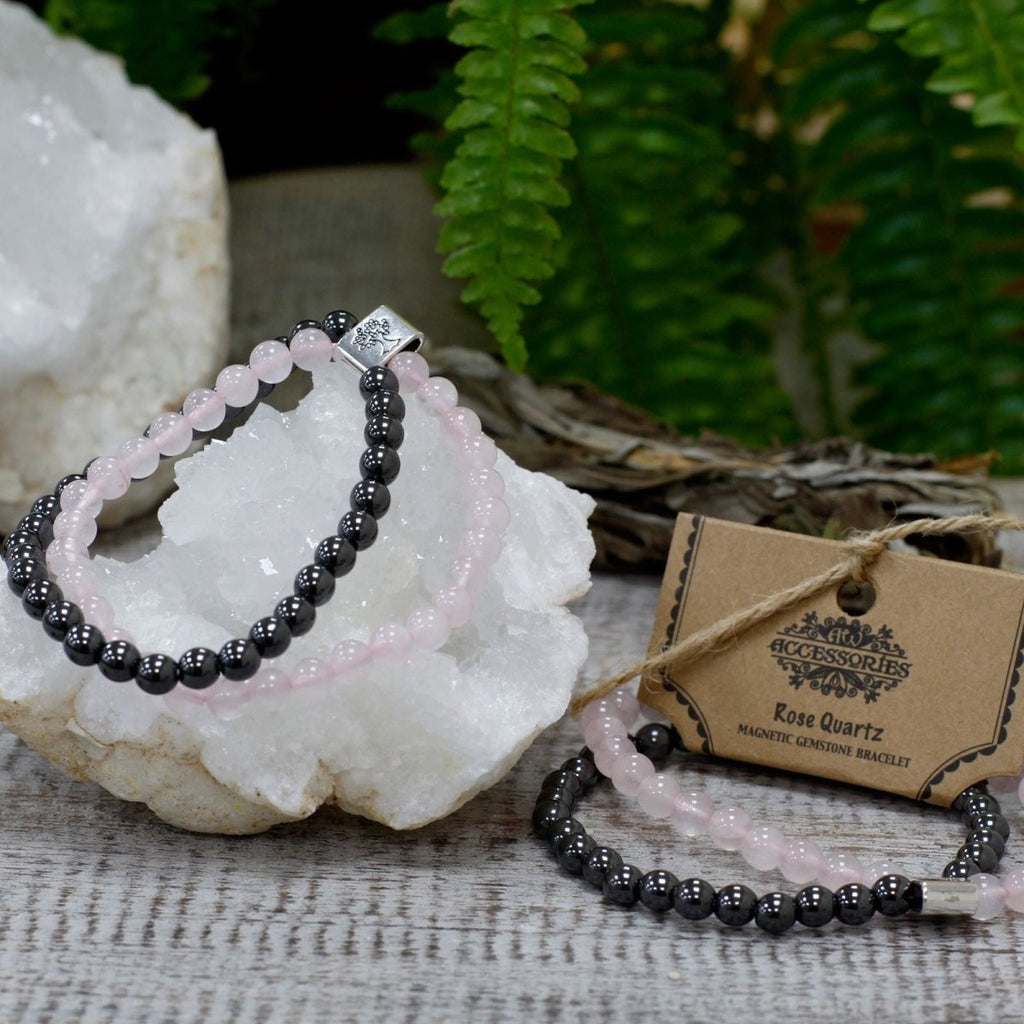 Bracciale Magnetico con Gemme - Quarzo Rosa - Aureth