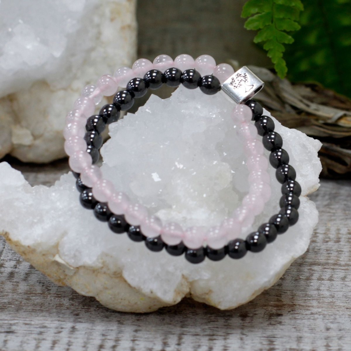 Bracciale Magnetico con Gemme - Quarzo Rosa - Aureth