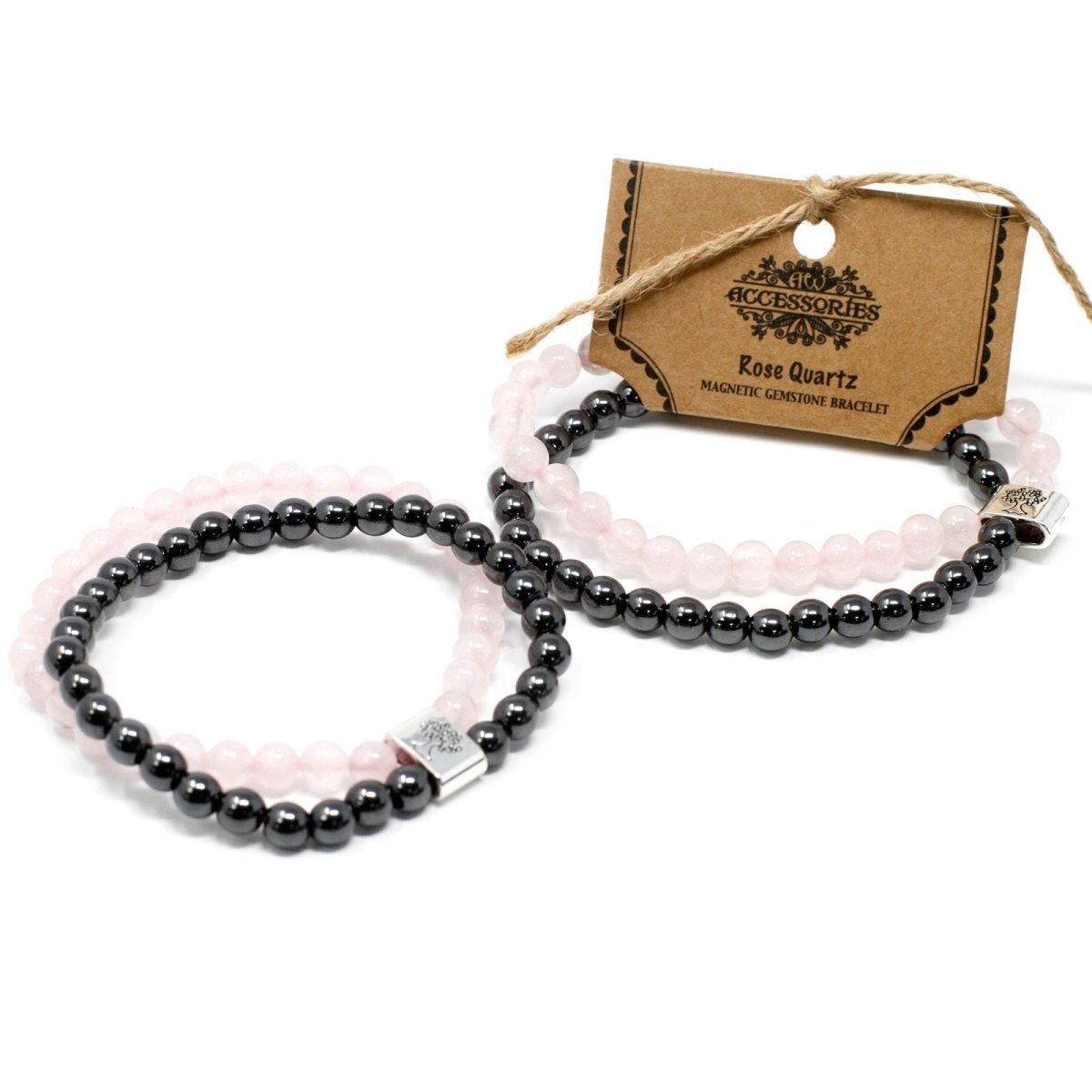 Bracciale Magnetico con Gemme - Quarzo Rosa - Aureth