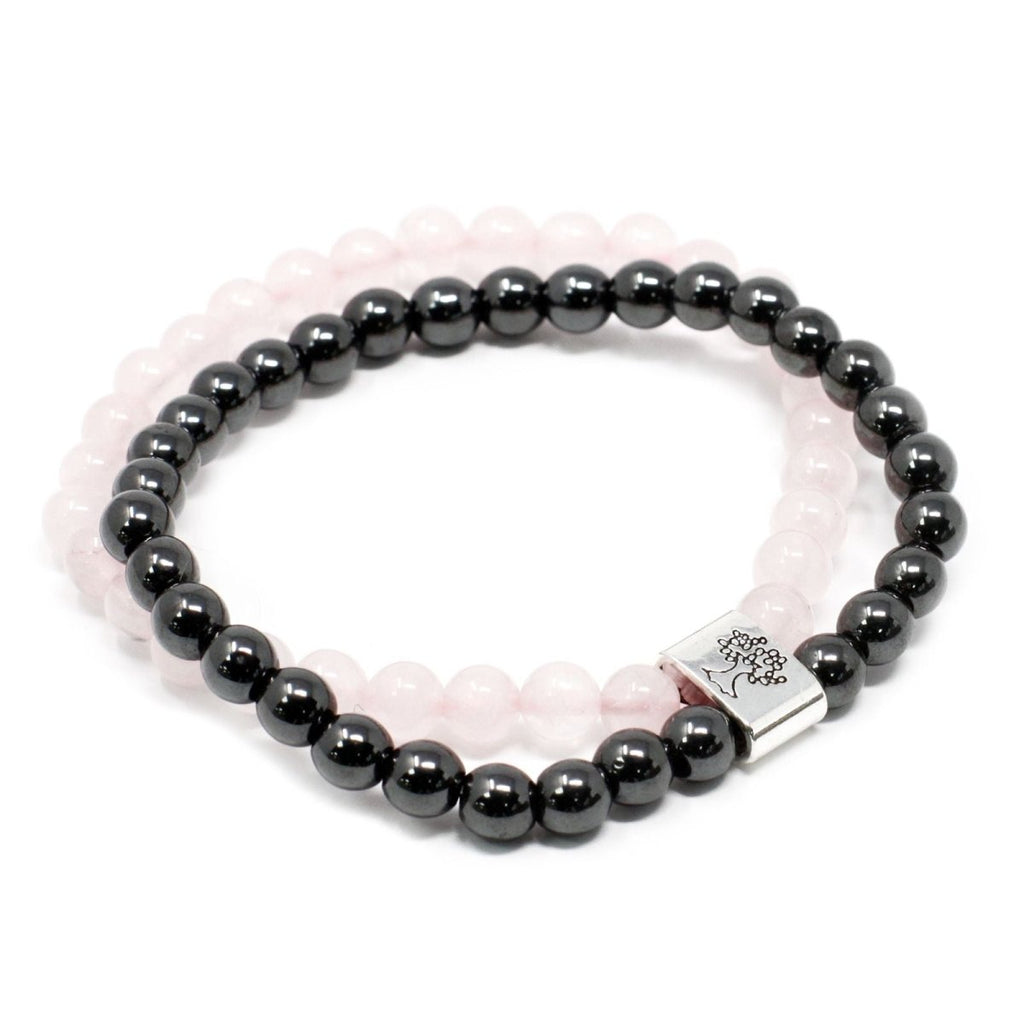 Bracciale Magnetico con Gemme - Quarzo Rosa - Aureth