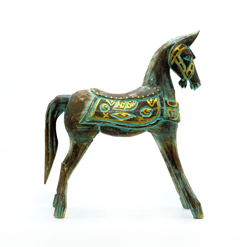 Cavallo Medio Dorato e Turchese 25 cm - Aureth