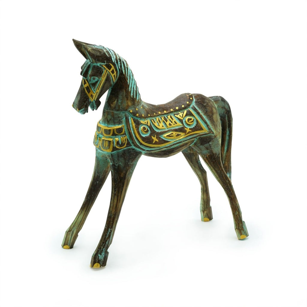 Cavallo Medio Dorato e Turchese 25 cm - Aureth