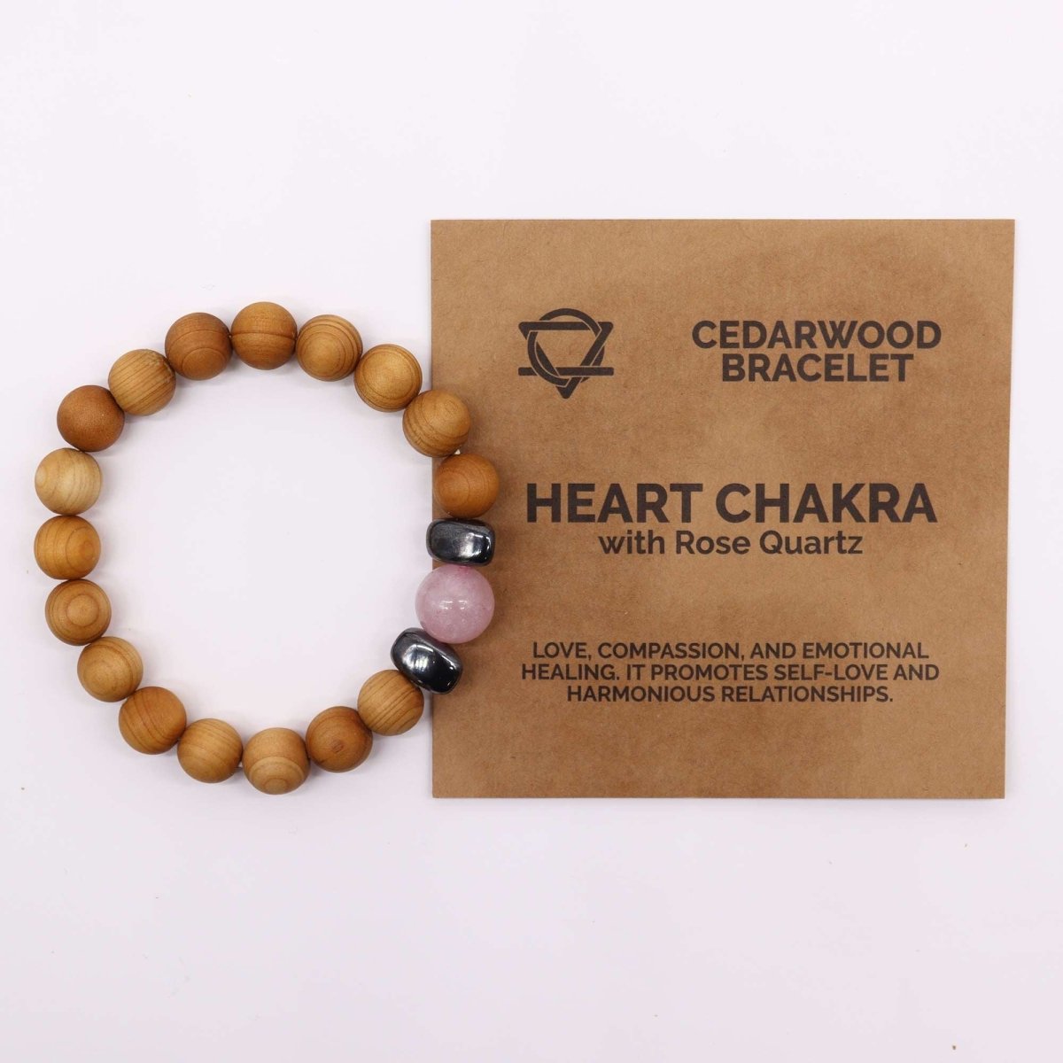 Cedarwood Heart Chakra Bangle with Rose Quartz - Talen