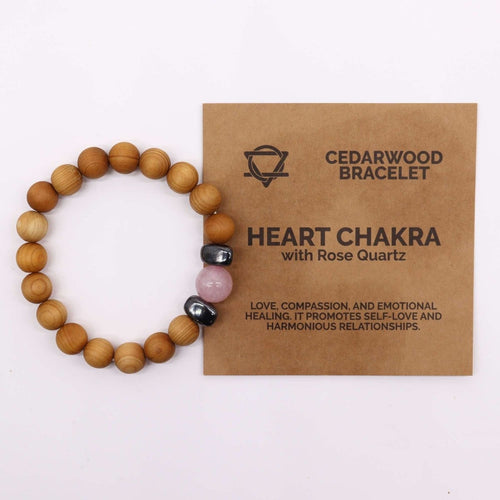 Cedarwood Heart Chakra Bangle with Rose Quartz - Talen