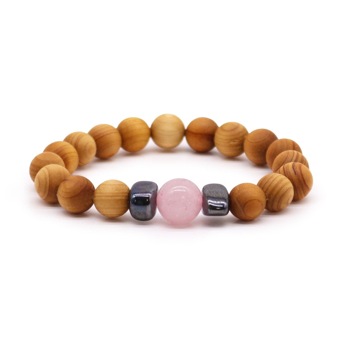 Cedarwood Heart Chakra Bangle with Rose Quartz - Talen