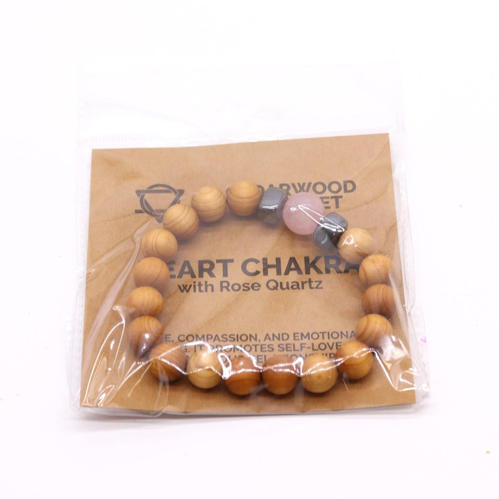 Cedarwood Heart Chakra Bangle with Rose Quartz - Talen