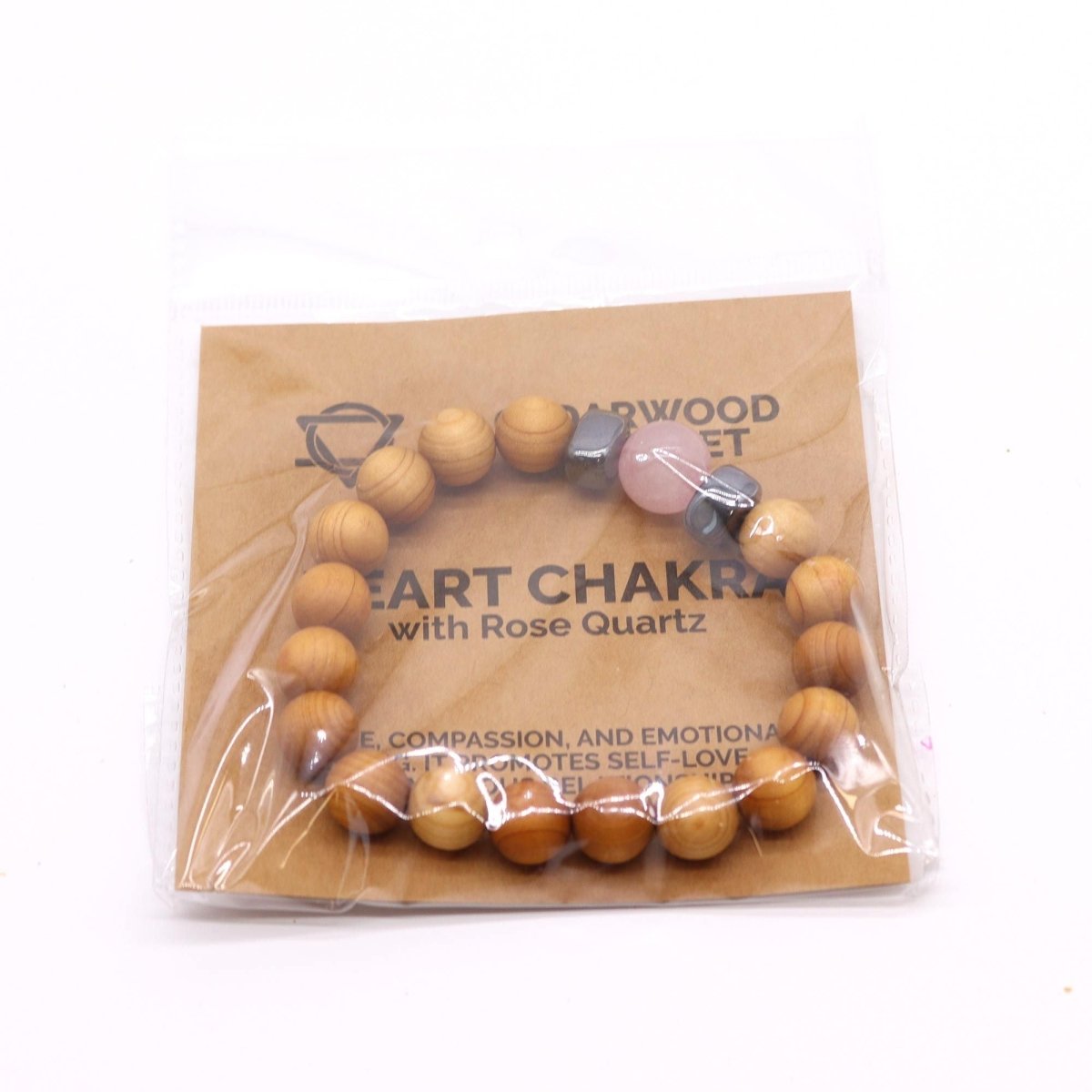 Cedarwood Heart Chakra Bangle with Rose Quartz - Talen