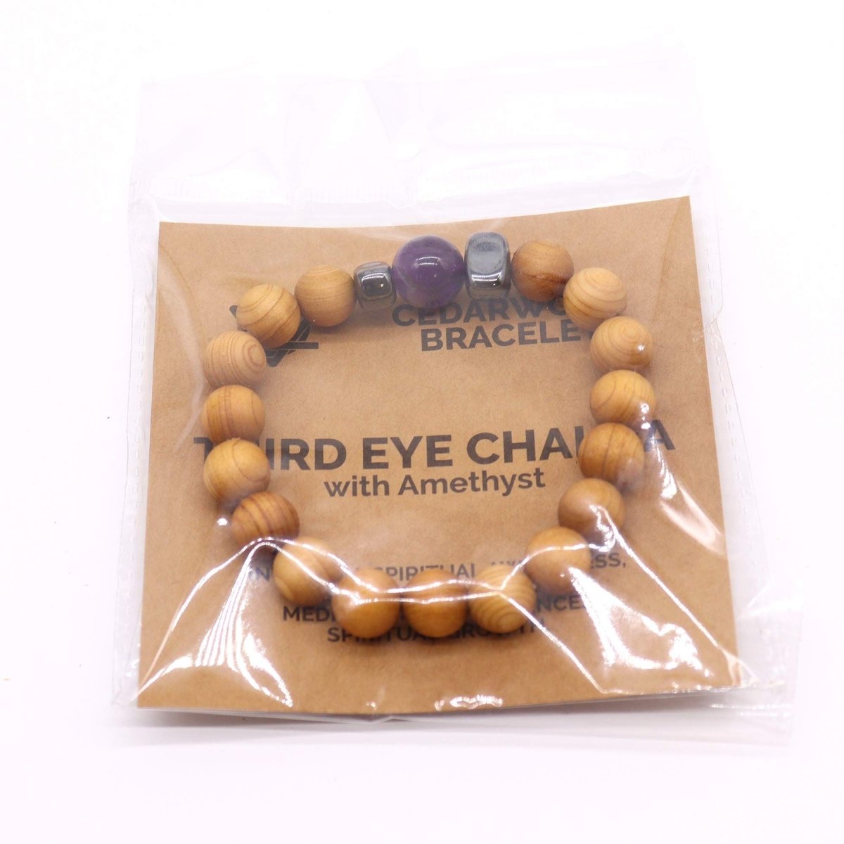 Cedarwood Third Eye Chakra Bangle with Amethyst - Talen