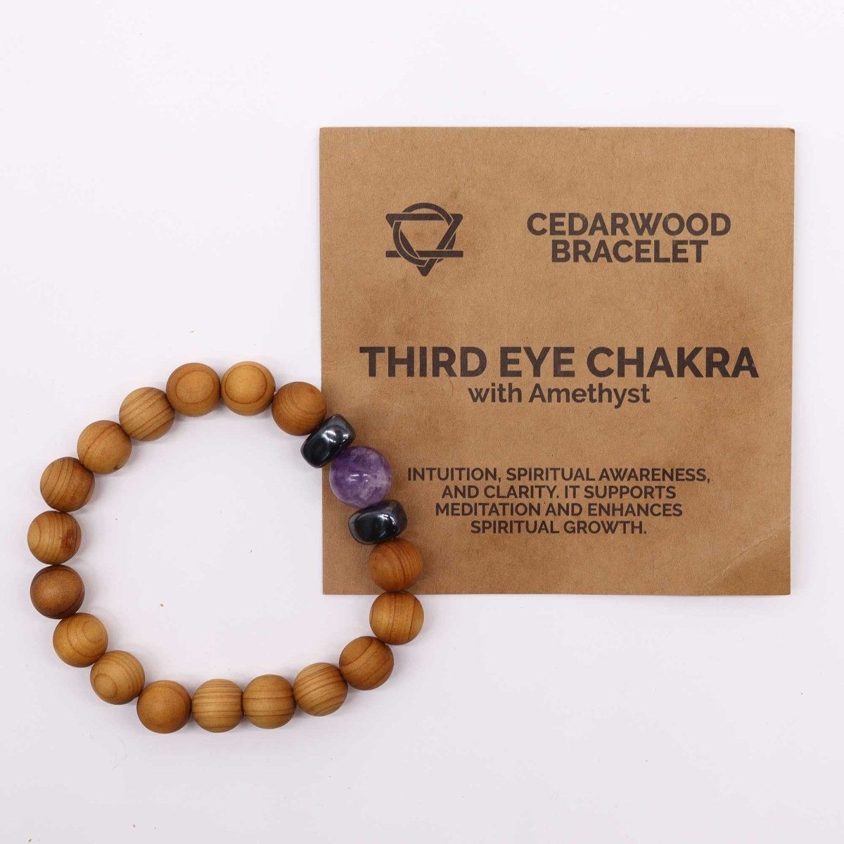 Cedarwood Third Eye Chakra Bangle with Amethyst - Talen