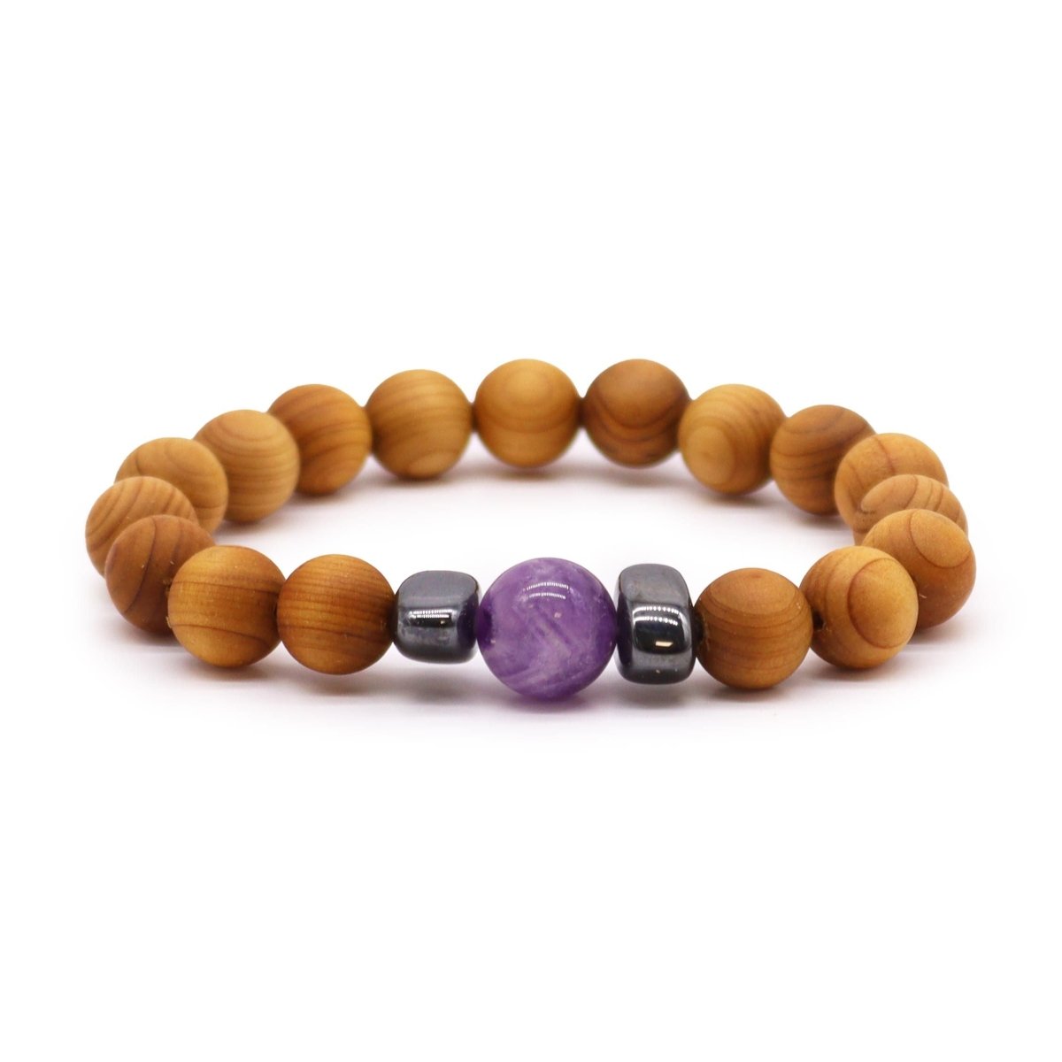 Cedarwood Third Eye Chakra Bangle with Amethyst - Talen