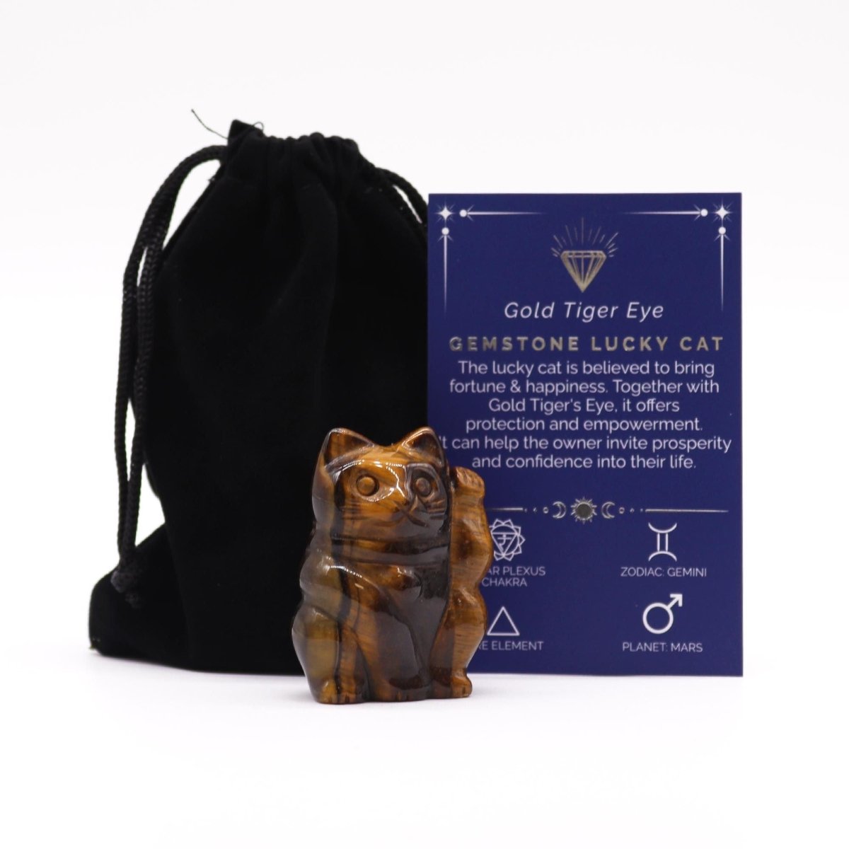 Gatto Portafortuna Occhio di Tigre 50x35x25mm - Aureth