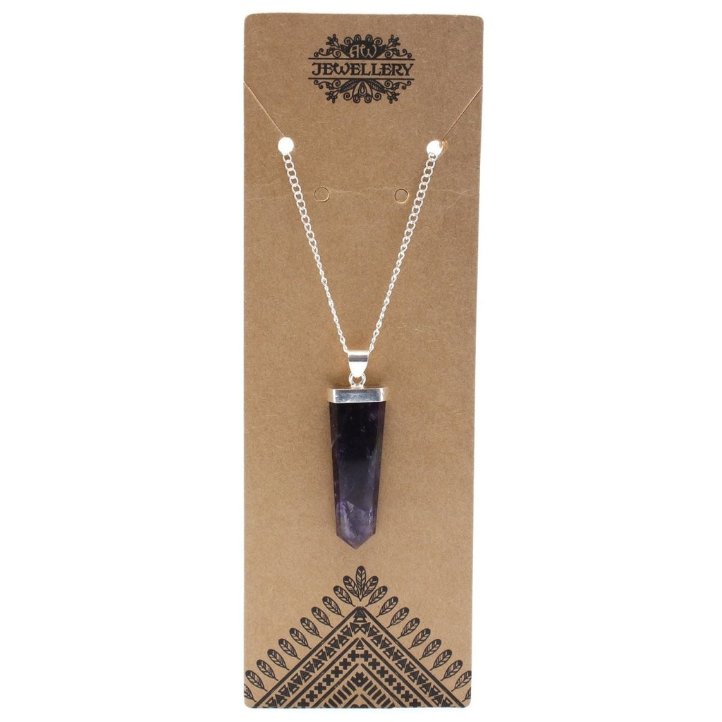 Gemstone Flat Pencil Pendant - Amethyst - Talen