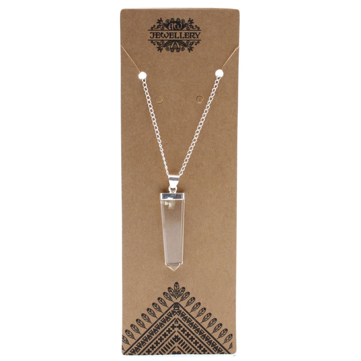 Gemstone Flat Pencil Pendant - Rock Quartz - Talen