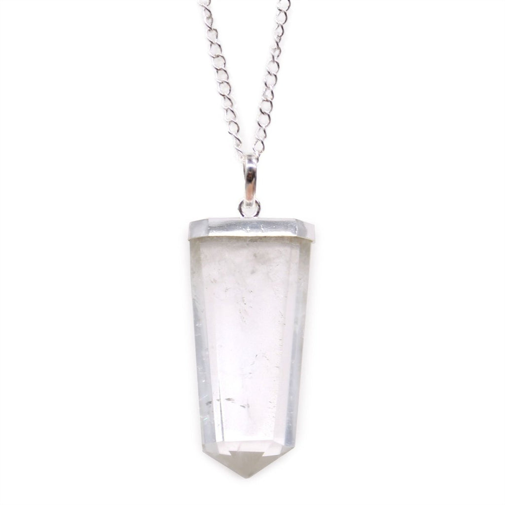 Gemstone Flat Pencil Pendant - Rock Quartz - Talen