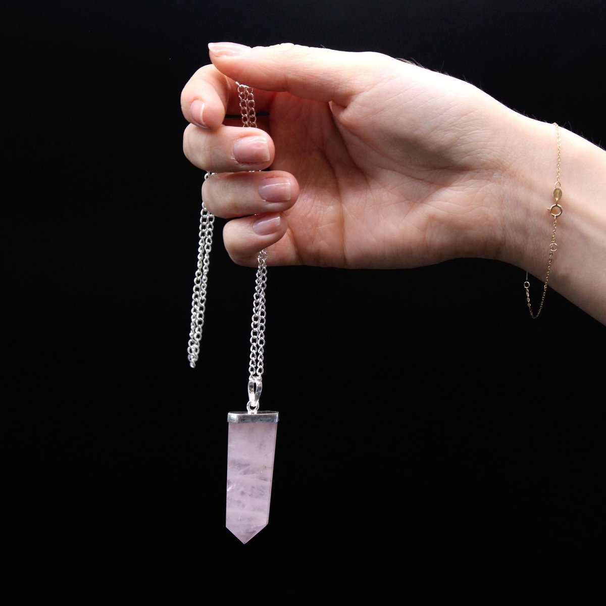 Gemstone Flat Pencil Pendant - Rose Quartz - Talen