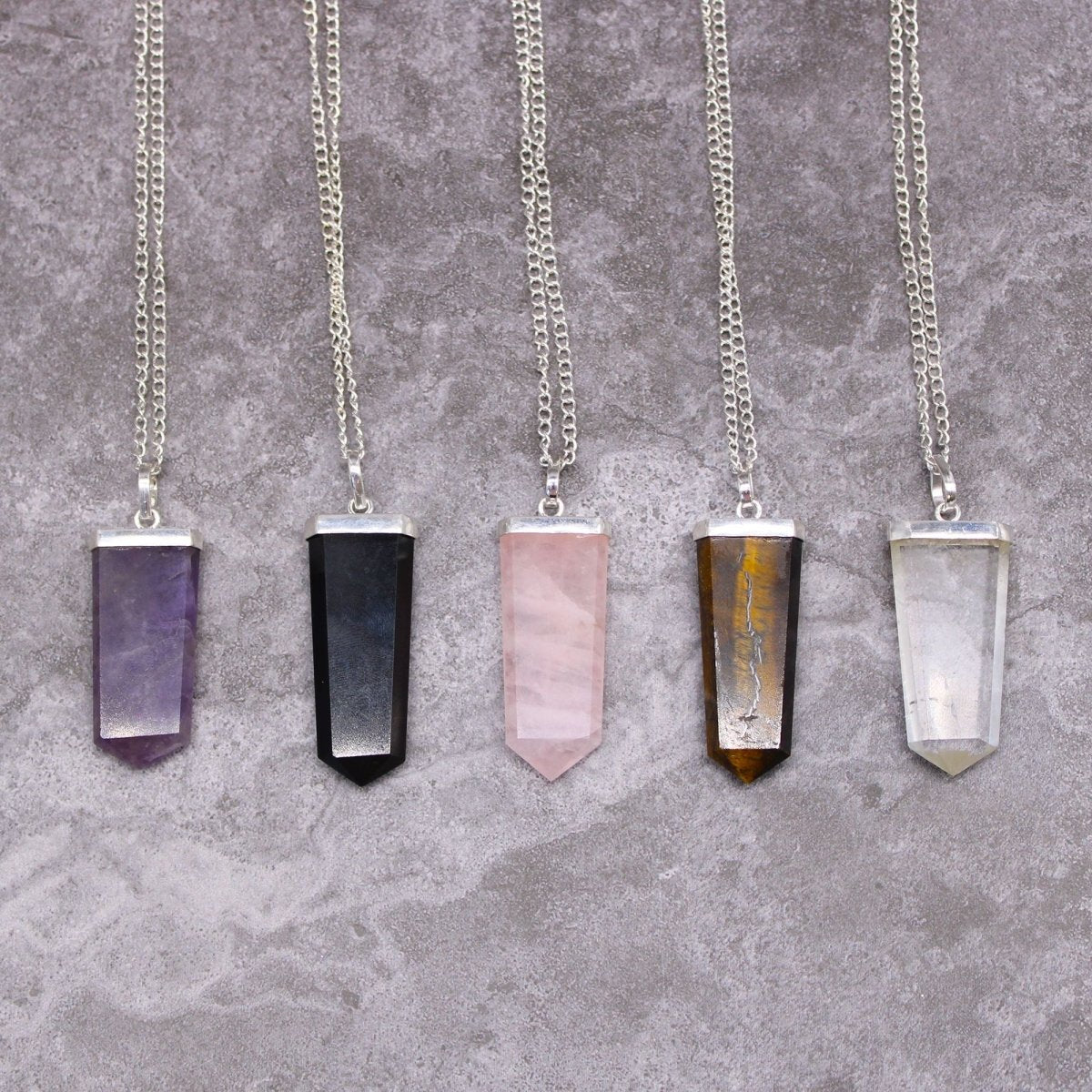 Gemstone Flat Pencil Pendant - Rose Quartz - Talen