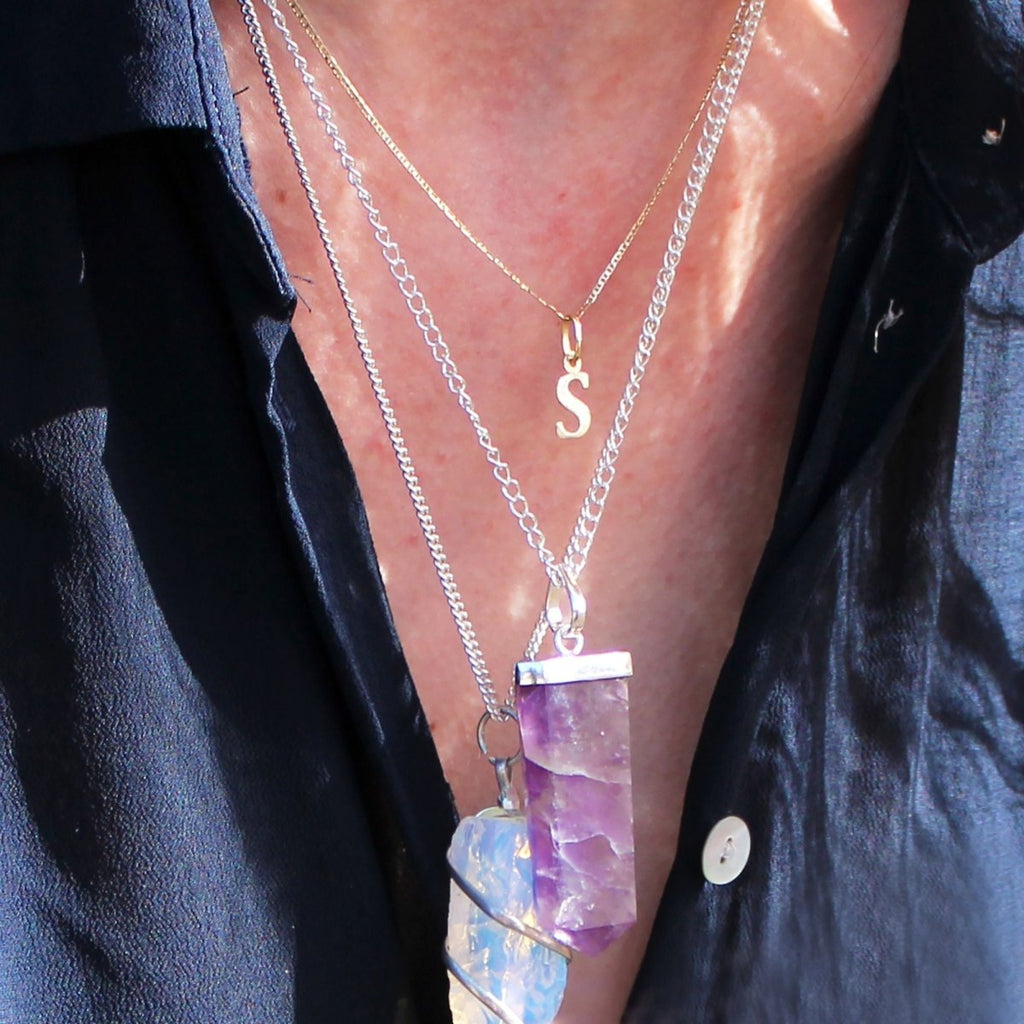 Gemstone Flat Pencil Pendant - Rose Quartz - Talen