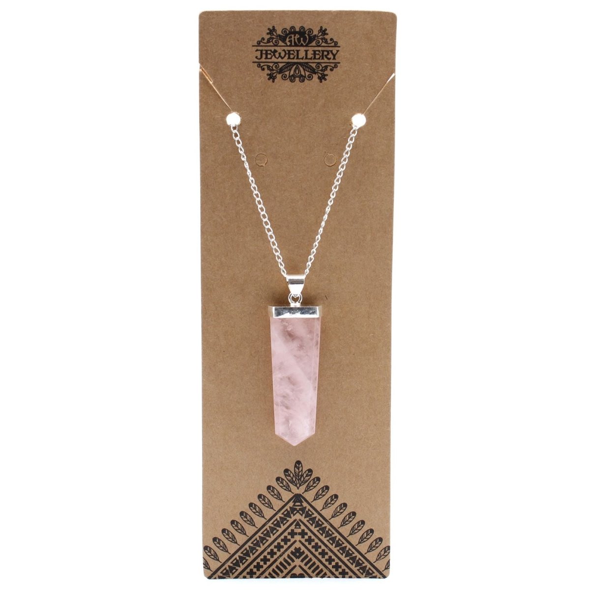 Gemstone Flat Pencil Pendant - Rose Quartz - Talen