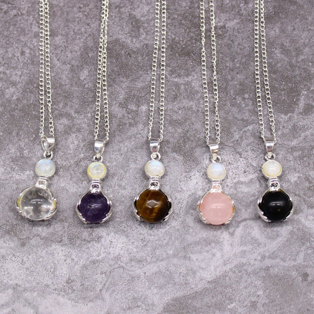 Gemstone Healing Hands Pendant - Rose Quartz - Talen