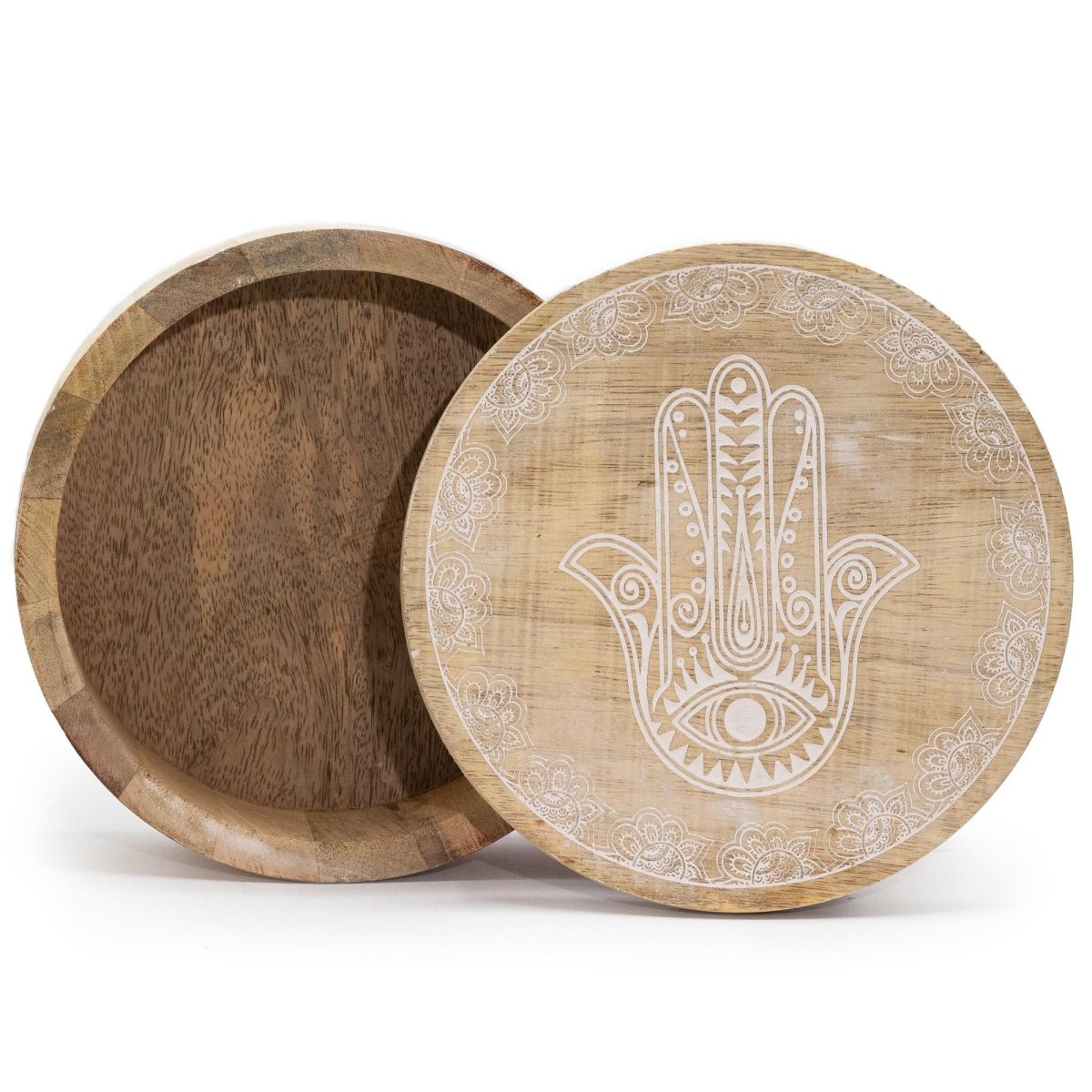 Grande Scatola Rotonda 17,5x7,5cm - Hamsa Bianco - Aureth