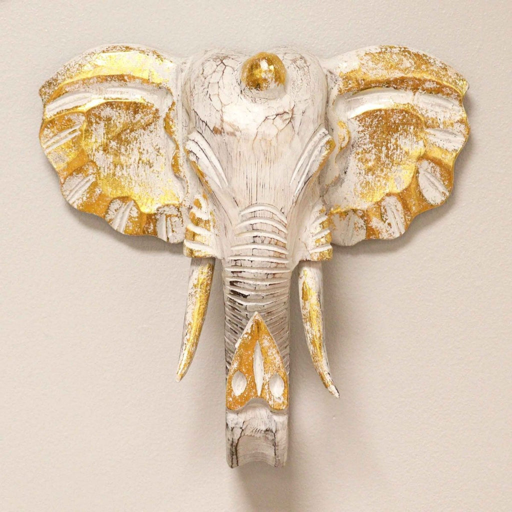 Grande Testa di Elefante - Dorato e Bianco - Aureth
