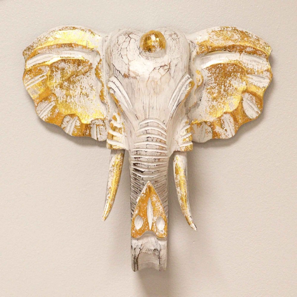 Grande Testa di Elefante - Dorato e Bianco - Aureth