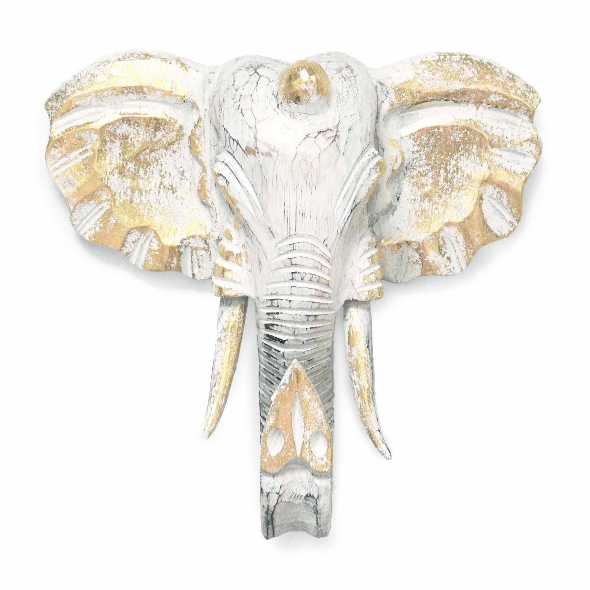 Grande Testa di Elefante - Dorato e Bianco - Aureth