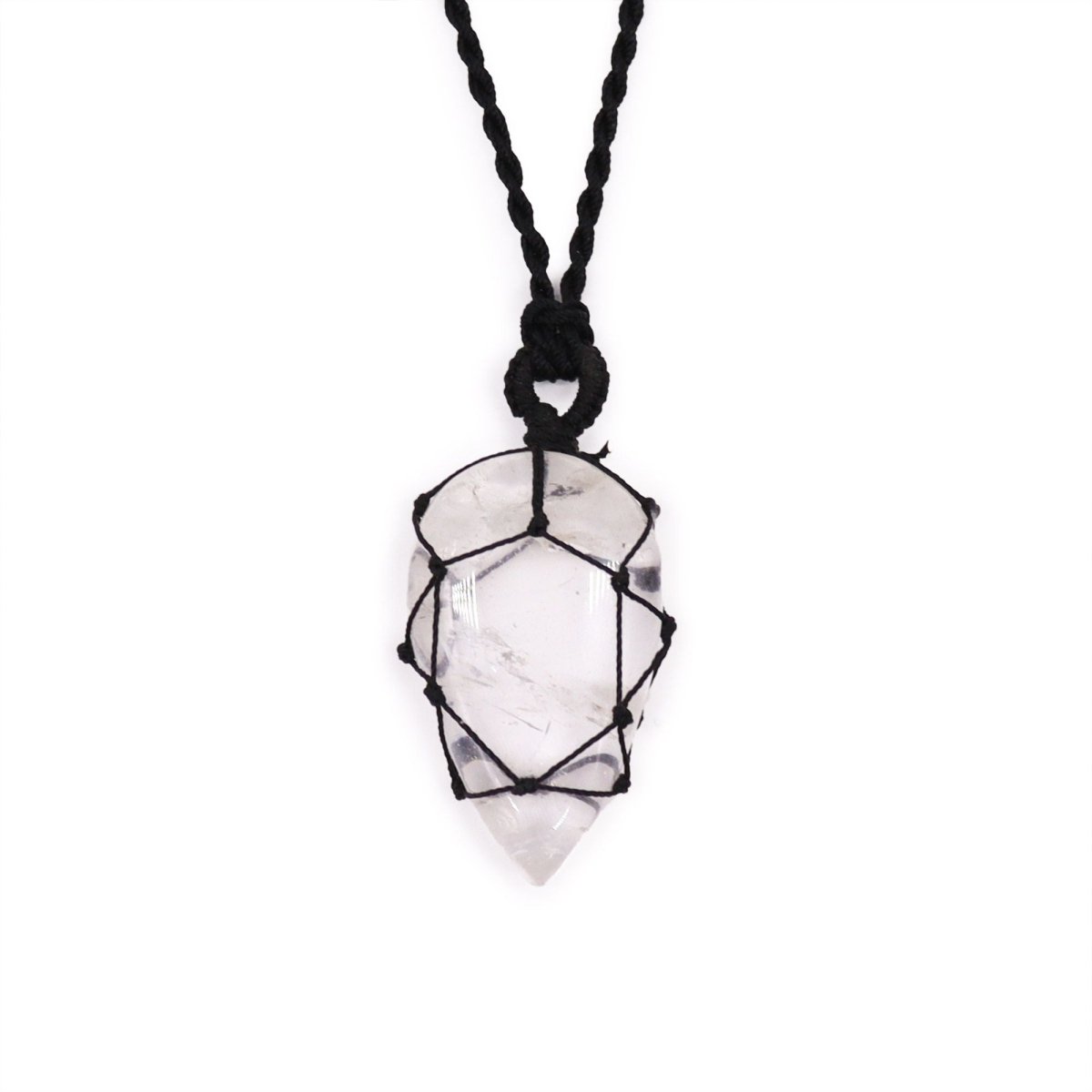 Laced Gemstone Teardrop Pendant - Rock Quartz - Talen