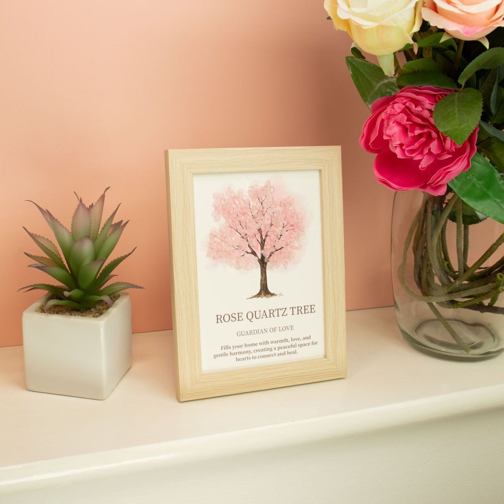 Quadro Albero della Vita in Quarzo Rosa 20x14,7 cm - Aureth