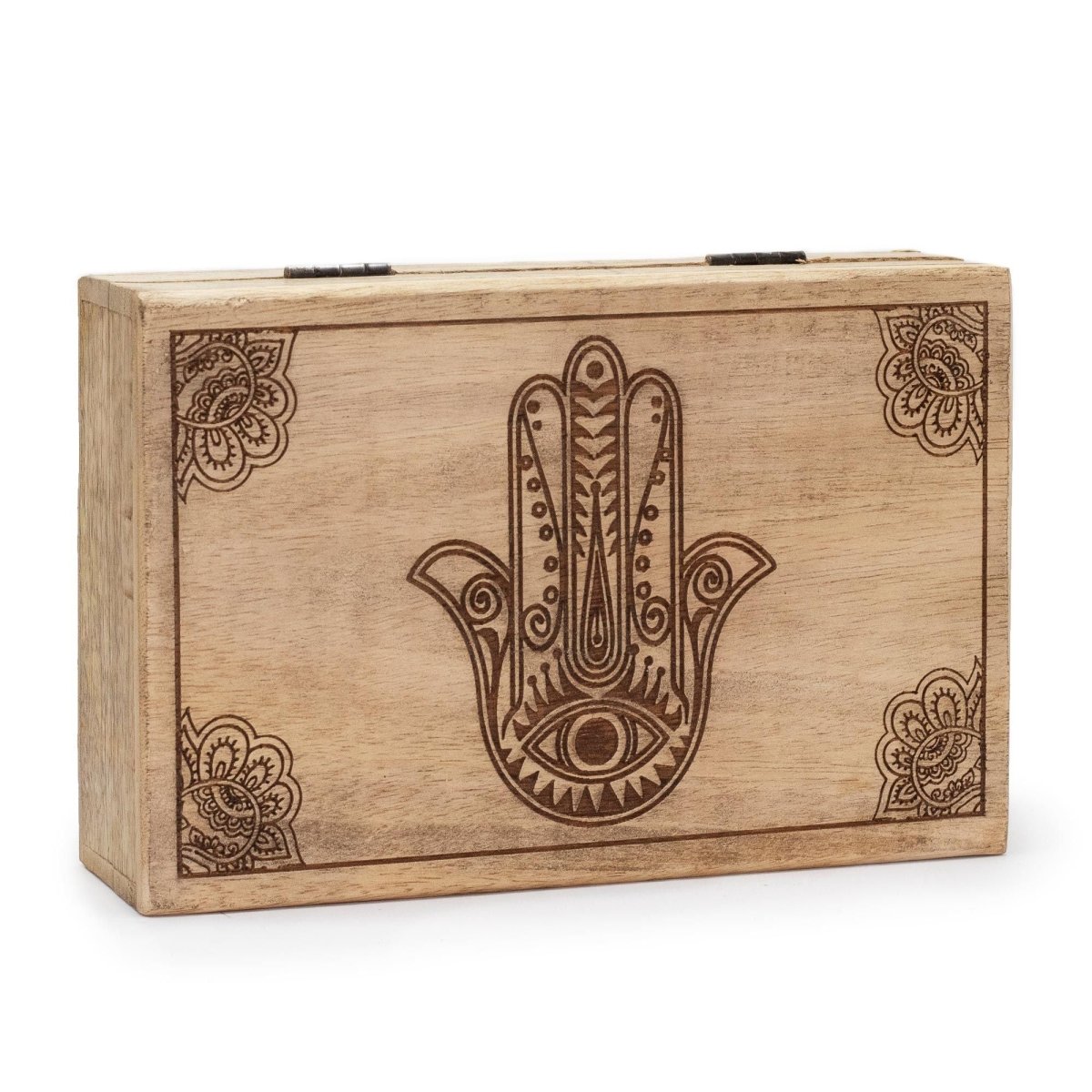 Scatola Rettangolare Hamsa Nera Incisa 21,5x14x6,3cm - Aureth