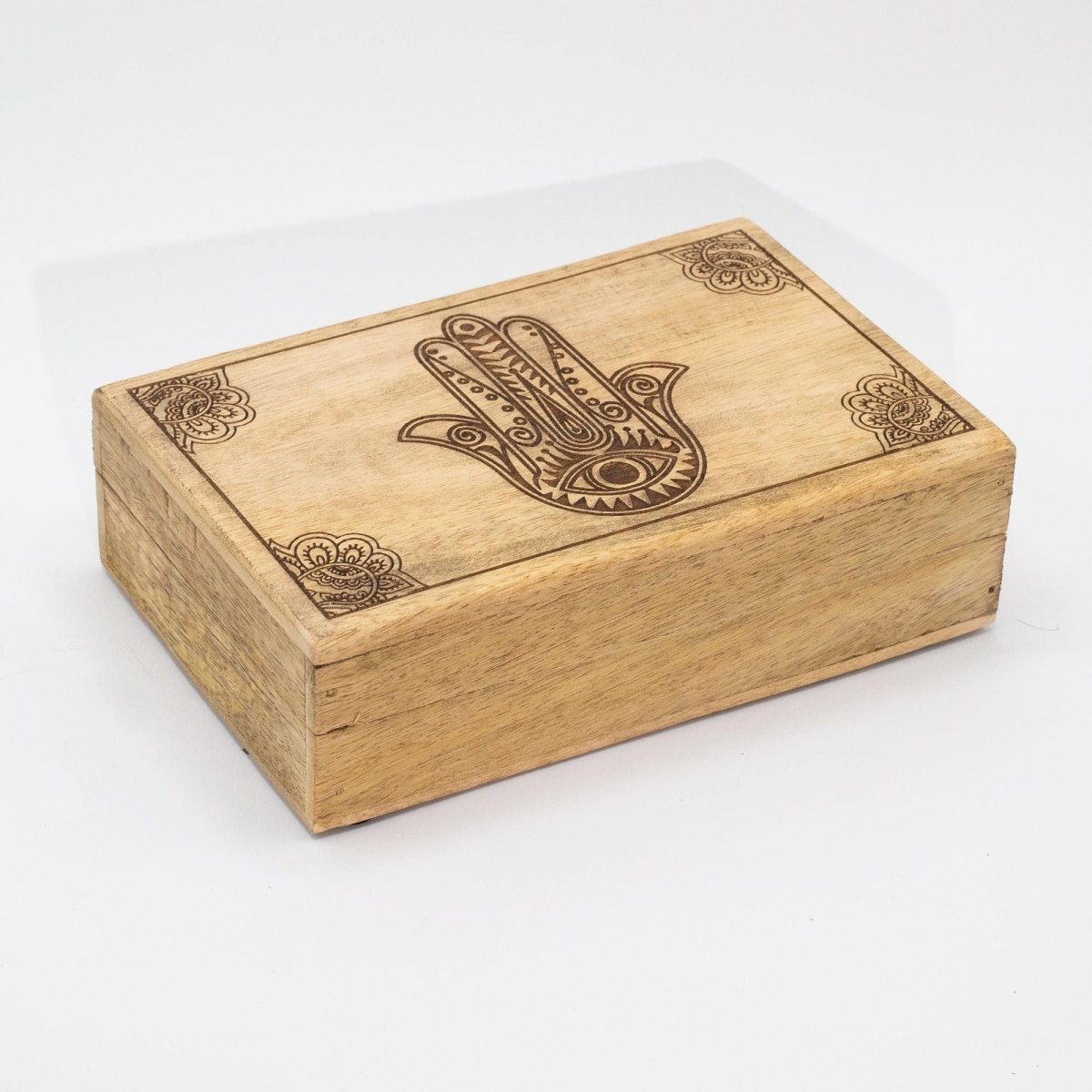 Scatola Rettangolare Hamsa Nera Incisa 21,5x14x6,3cm - Aureth
